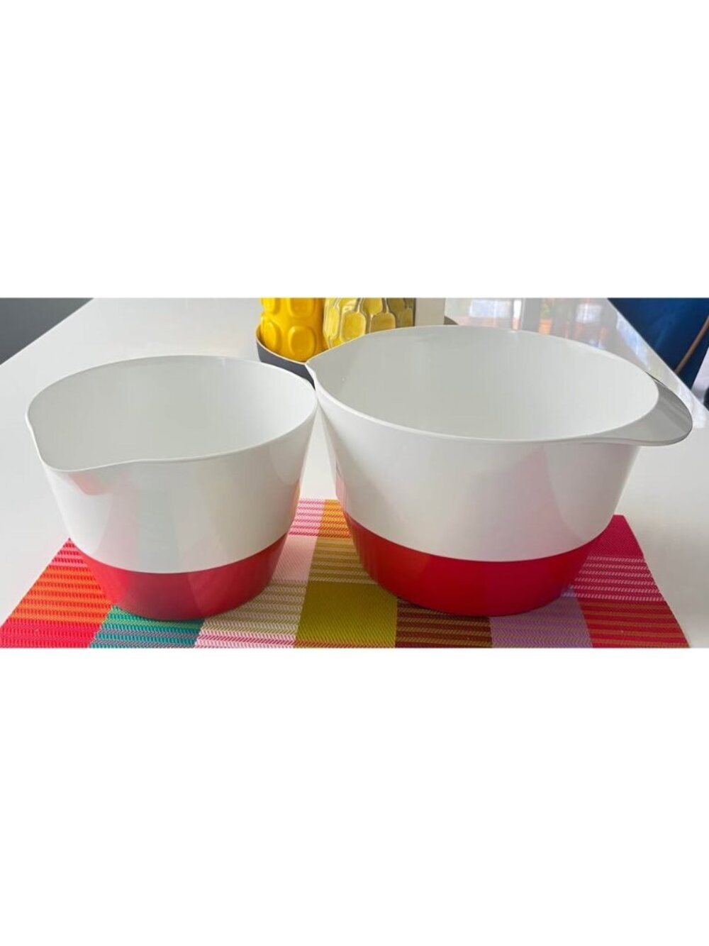 Rare IKEA IDELIG Mixing Bowls Red White by Mia Lagerman